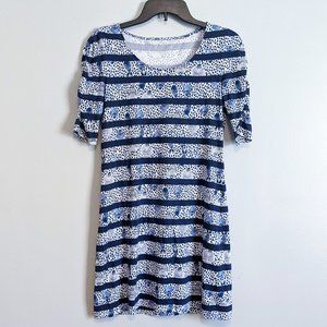 Lilly Pulitzer Women's LaJolla Dress XS High Tide Navy Blue Stripe Pima Cotton